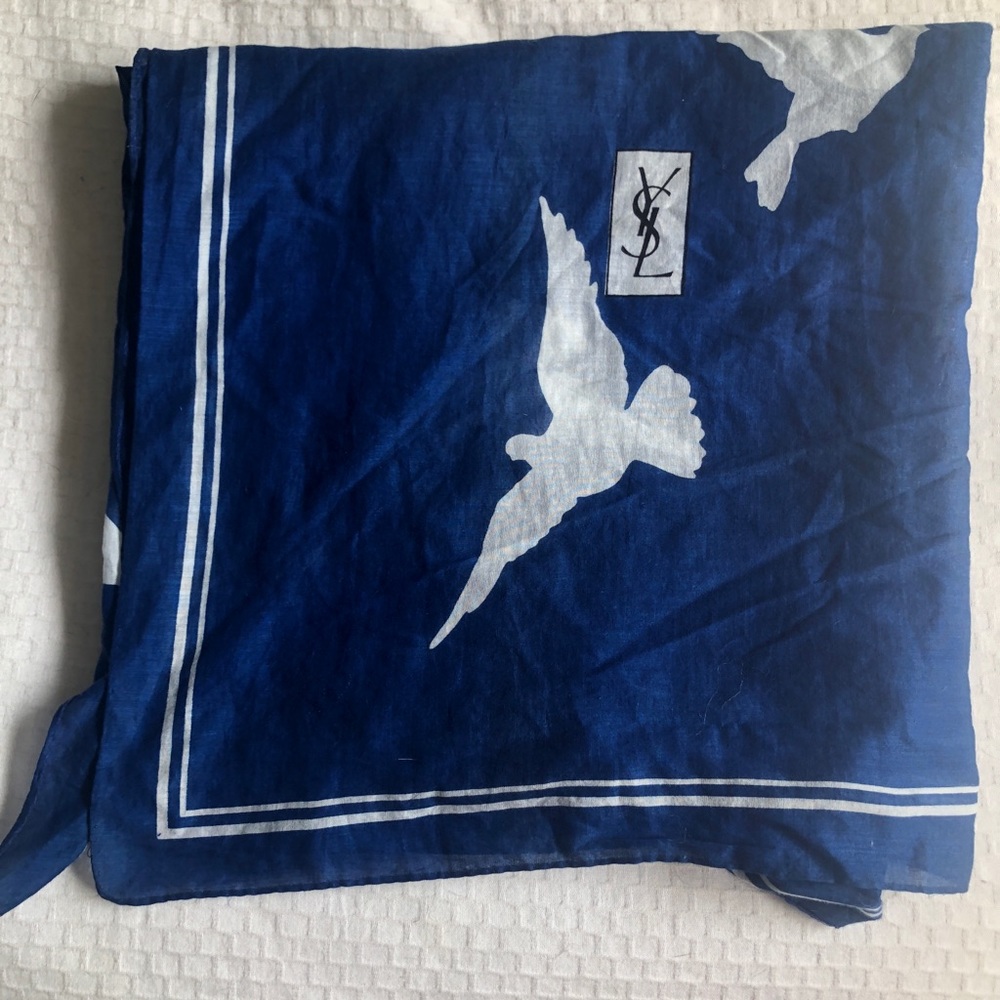 Vintage YSL blue printed scarf